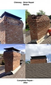 Masonry Repairs on Chimneys Before and After Repair