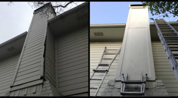 Before and After Rebuild of Chimney