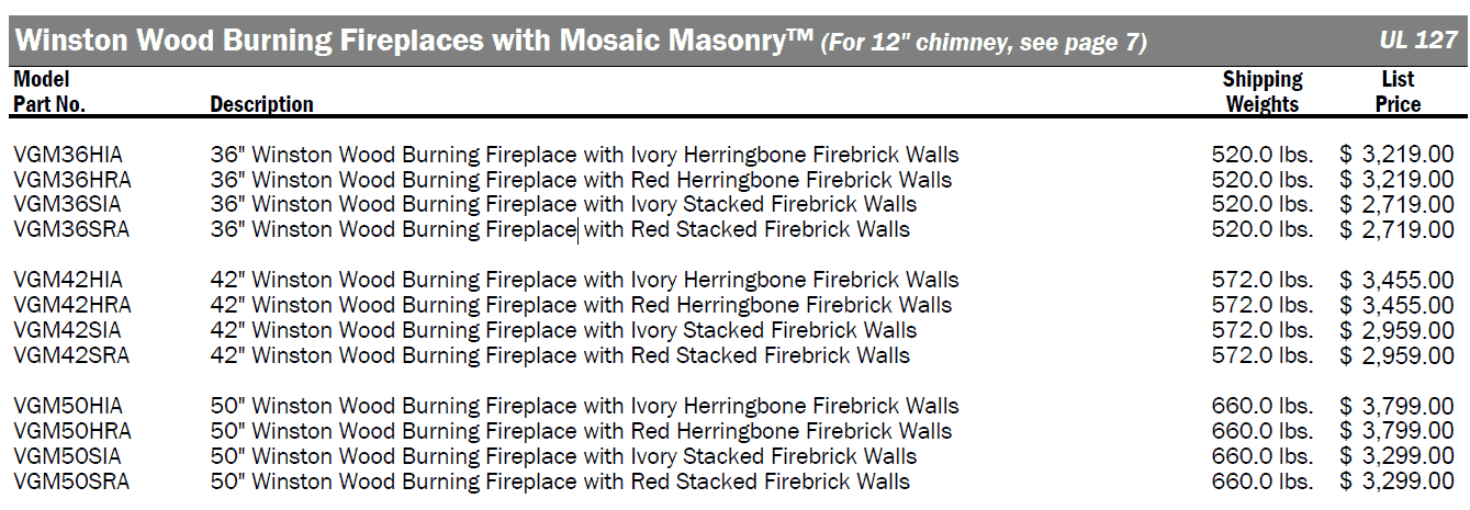 Vantage-Hearth-Mosiac-Pricelist Vantage-Hearth-Mosiac-Pricelist