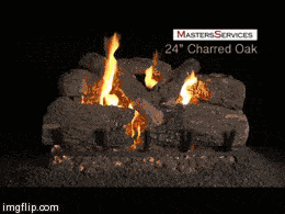 Charred Oak Gas Logs in Fireplace