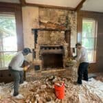 Repairing Wood burning Fireplace and completing fireplace remodel on front brick of chimney