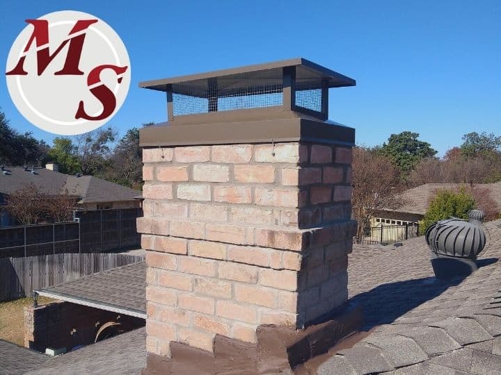Chimney Cap Installed on Brick Masonry Chimney- Chimney Rain Cap Service - Dallas, TX -Masters Services Chimney & Masonry