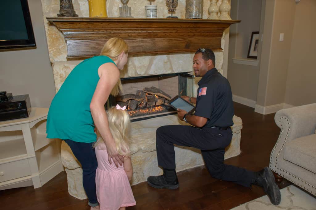Gas Fireplace Inspection findings being told to homeowner and daughter
