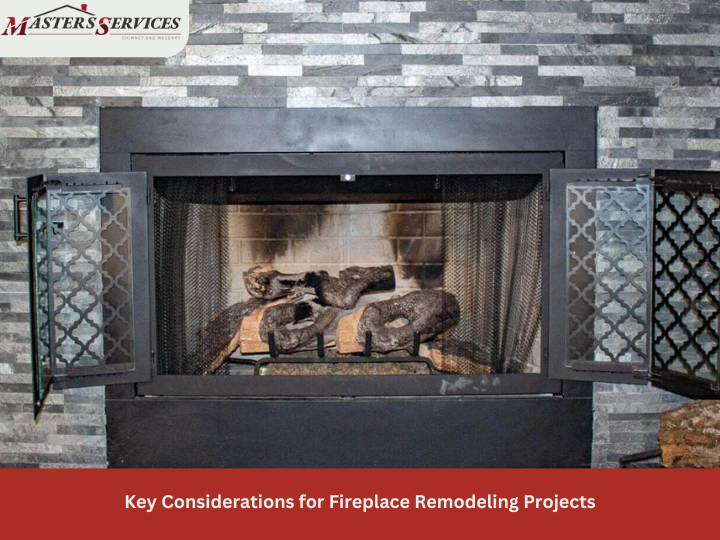 Completed fireplace remodeling by Masters Services Chimney & Masonry.