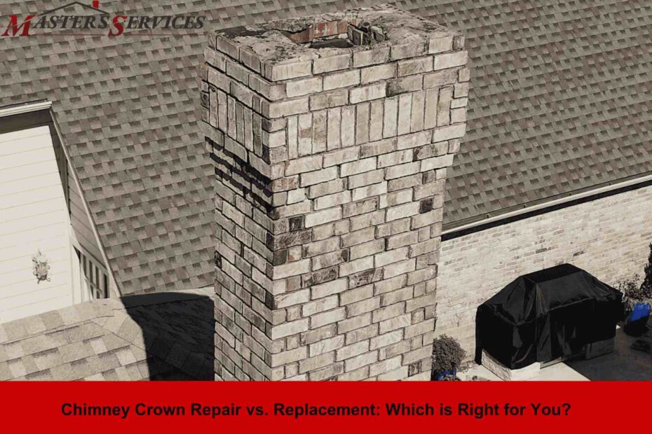 Chimney crown repair by Masters Services Chimney & Masonry to prevent water damage.