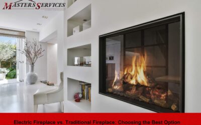 Cozy living room with a modern electric fireplace, installed by Masters Services Chimney & Masonry in Dallas.