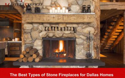 Masters Services installs a beautiful stone fireplace in a Dallas home.